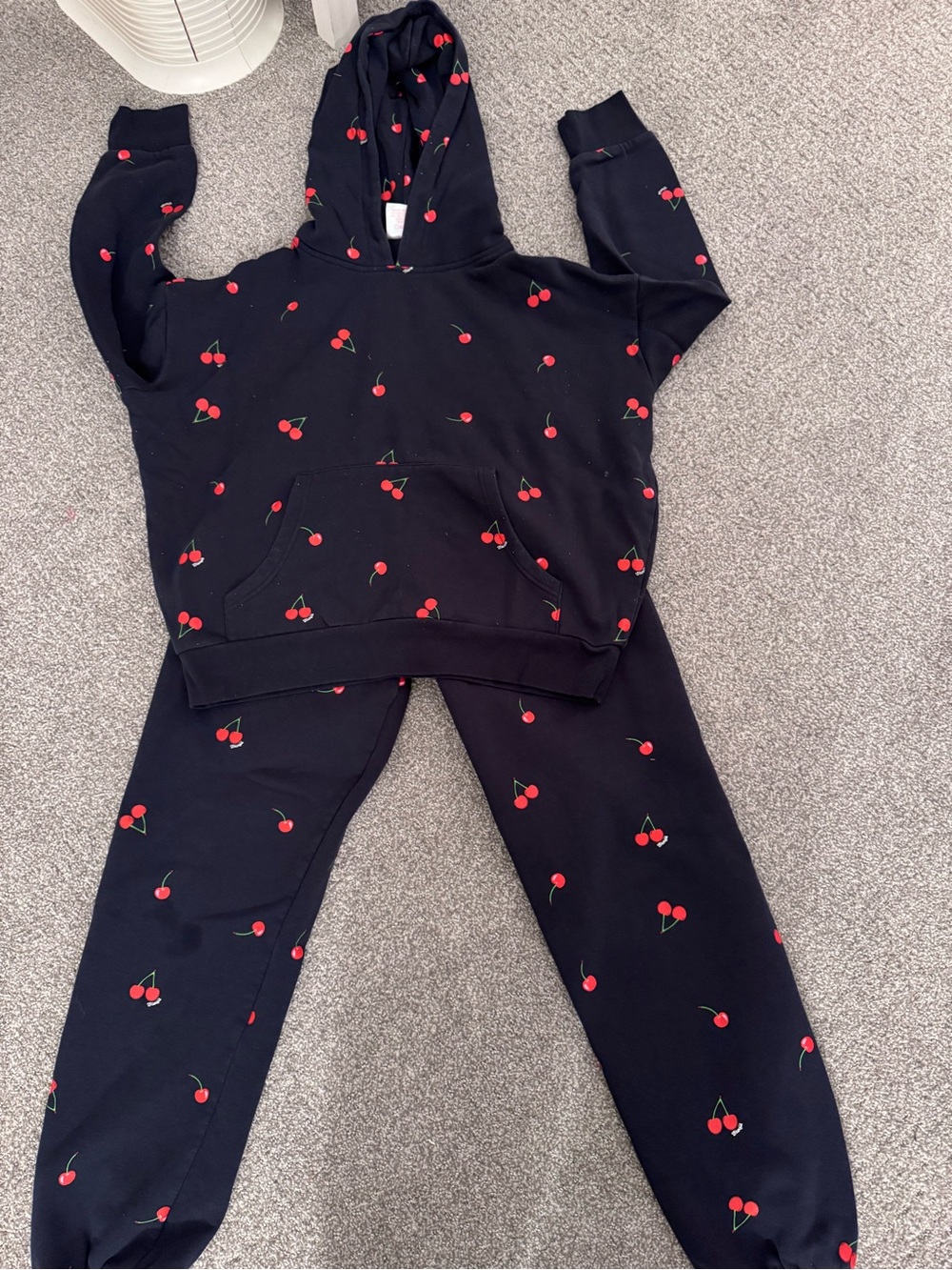 Navy Cherry-Print Hoodie Sweatshirt and sweatpants